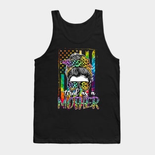Tired As A Mother Skull America Flag Mom Life Mothers Day Tank Top